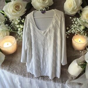 Beverly Drive Cream Relaxed Ribbed Blouse